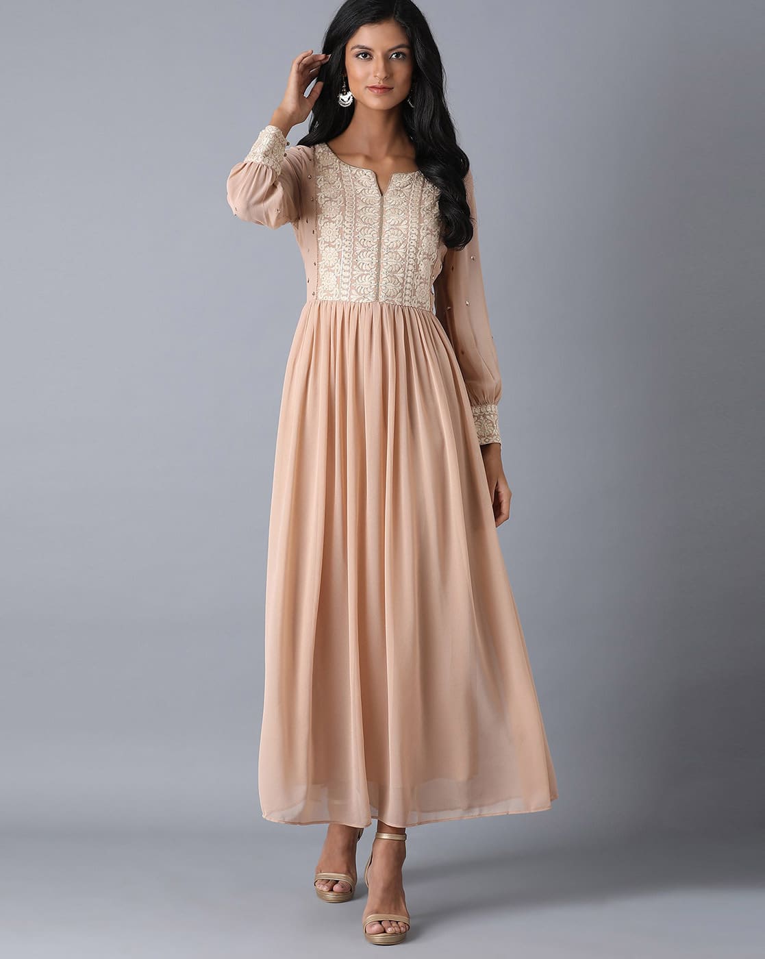 peach maxi dress