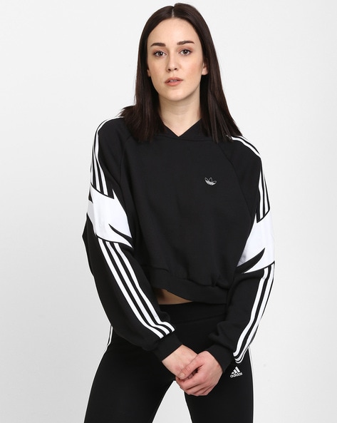 Adidas black and white cropped sweatshirt hotsell