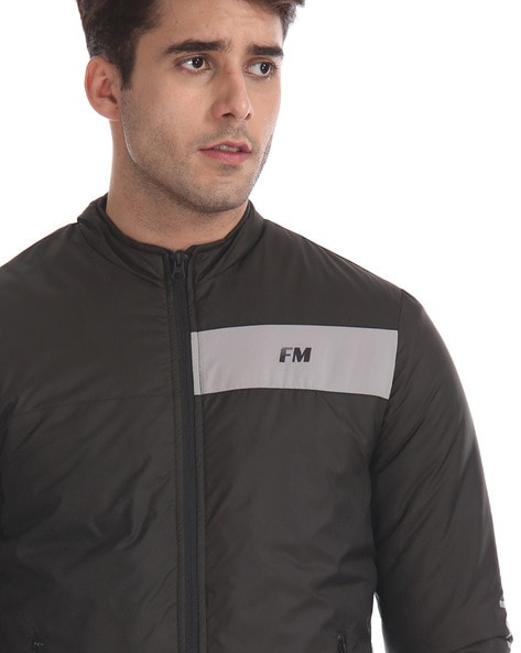 60% OFF on Flying Machine Men Navy Solid Biker Jacket on Myntra |  PaisaWapas.com