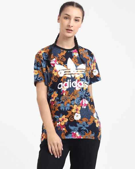 Floral print adidas shirt online