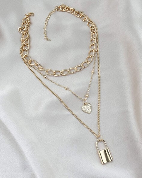 Engraved Necklace with Lock Pendant