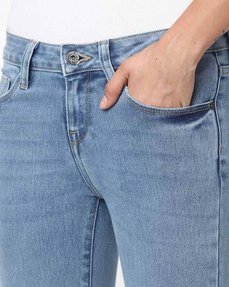 Skinny Fit Jeans with Frayed Hem