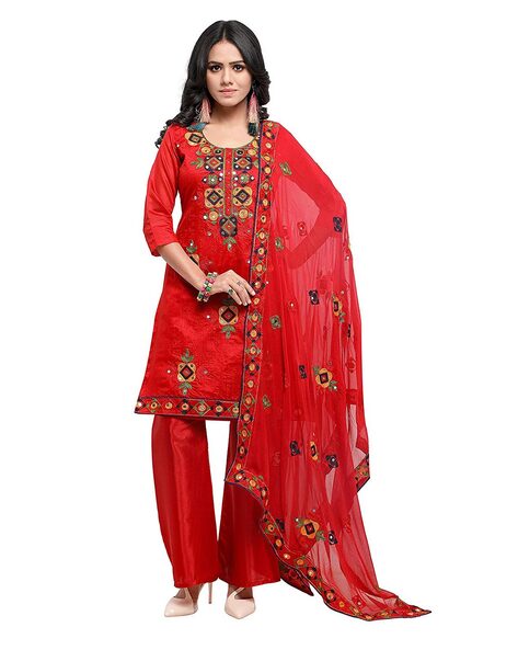 Embellished Unstitched Dress Material Price in India