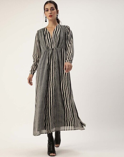 Striped Fit & Flare Dress