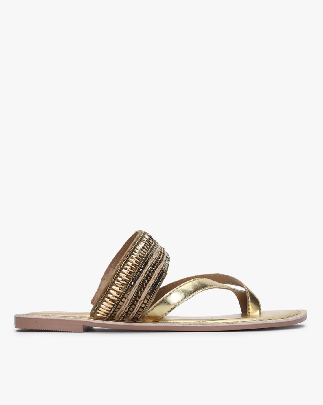 Marion Parke - Jackie Soft Gold Leather Strappy Flat Sandal, 10mm