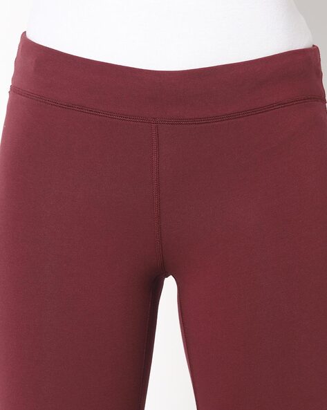 Enamor Red Cotton Mid Rise Leggings