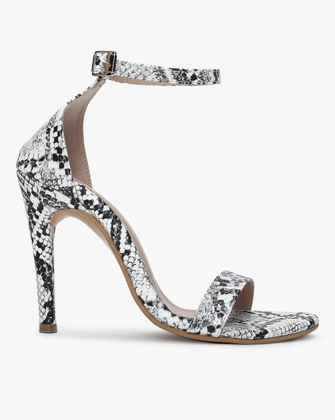 Black and white discount snake print heels