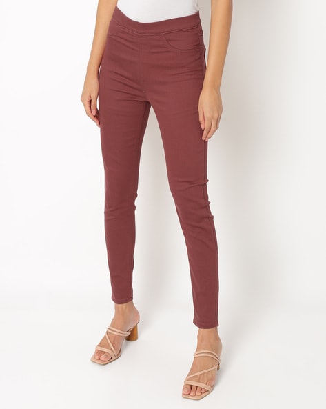 Dark red jeggings hotsell