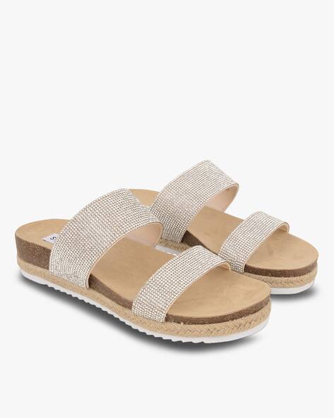 Embellished Dual-Strap Slip-On Wedges