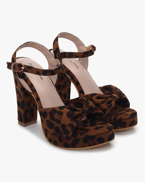 Leopard Print Bow Decor Slide Sandals | SHEIN IN