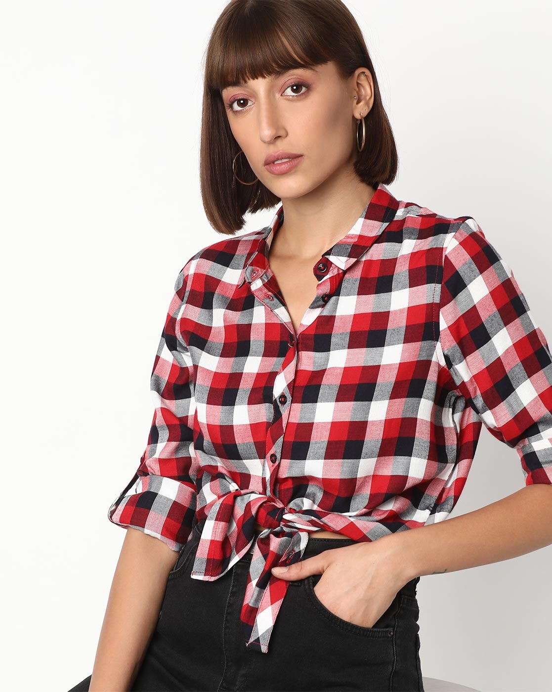 Buy Red & Black Shirts for Women by DNMX Online