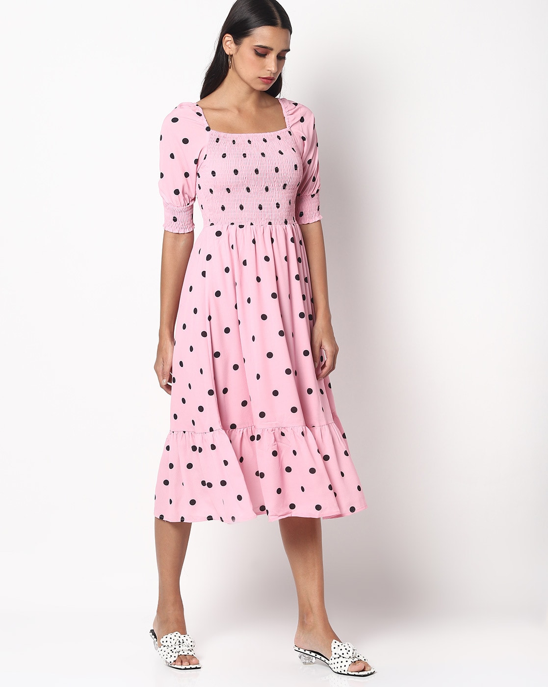 Pink dress with deals white polka dots