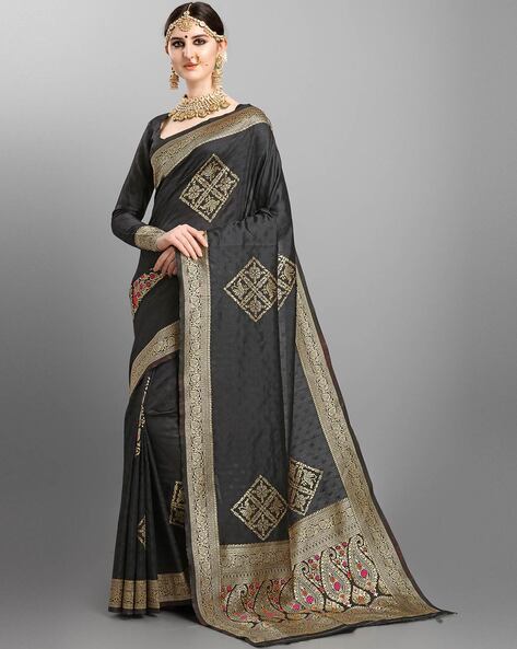 Buy Black Sarees for Women by Ethnic Junction Online