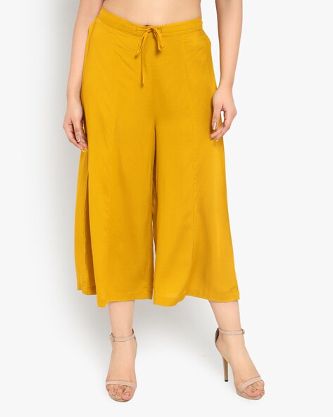 Cropped Palazzos with Drawstring Waistband Price in India