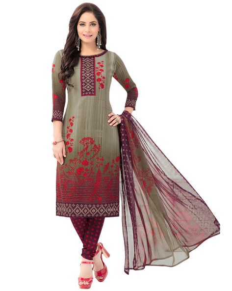 Salwar studio synthetic dress material for women-red - Om Clothing - 4218734