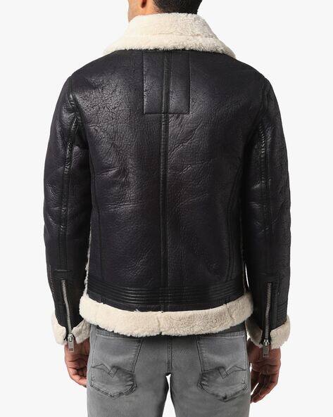 slim fit shearling jacket