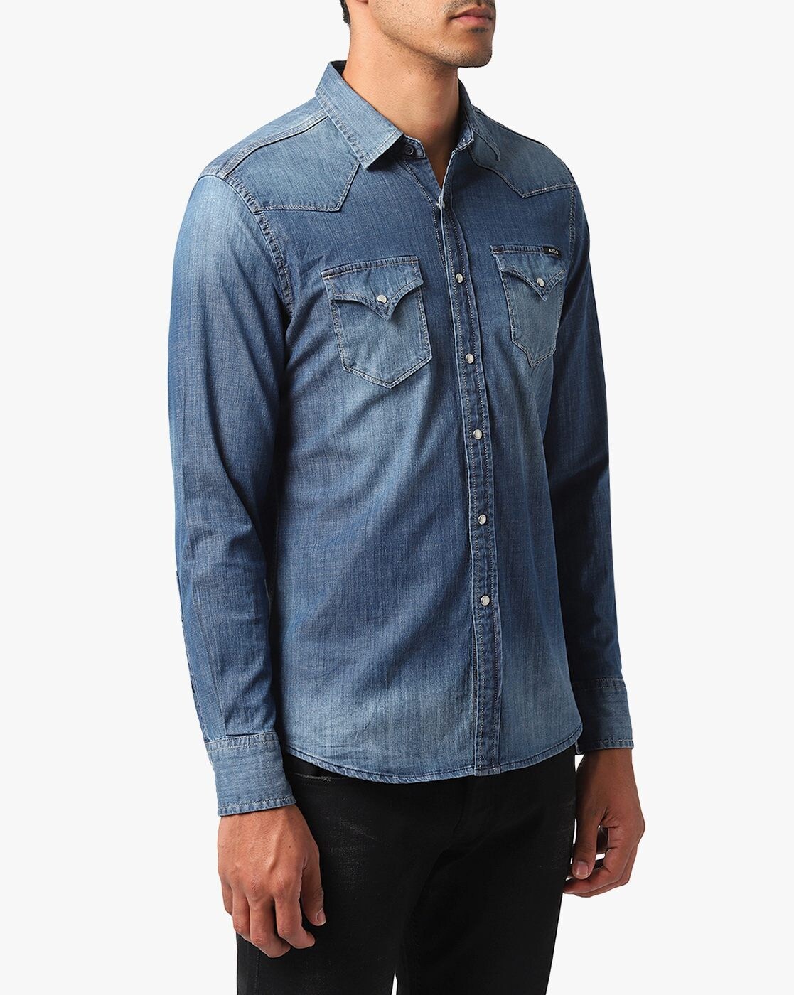 Buy Replay Blue Washed Denim Shirt - Shirts for Men 1452417 | Myntra