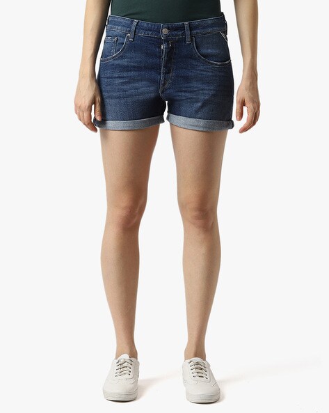 Replay RBJ901 Super Stretch Bio Denim Shorts Washed Black at CareOfCarl.com