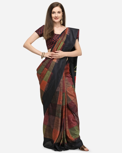 Organza Crepe Silk Saree Online | Buy Brown Organza Crepe Silk Saree