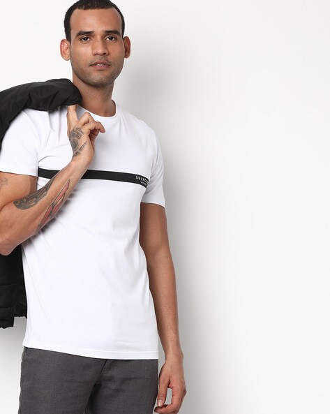 Placement Typographic Print Organic Cotton Crew-Neck T-shirt