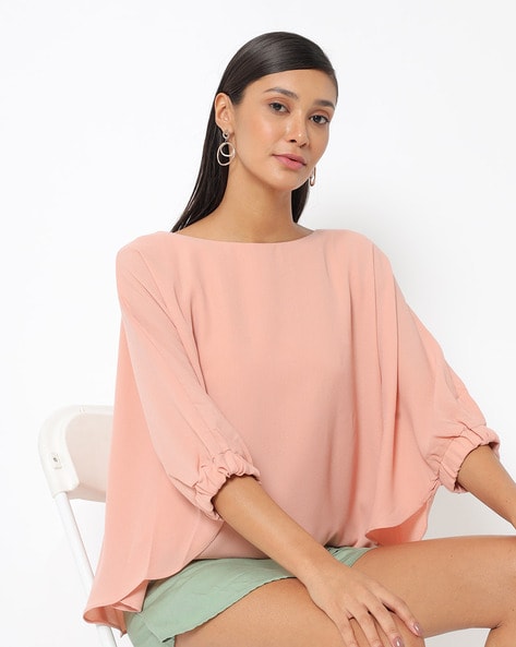 Round-neck Top With Dolman Sleeves - SeenIt