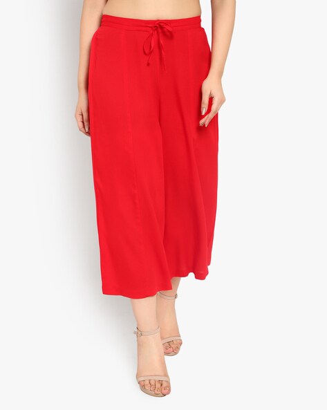 Cropped Palazzos with Drawstring Waistband Price in India