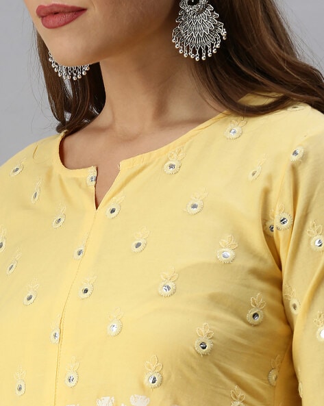 Buy E Emlore Kurti for Women and Girls Anarkali Rayon with Free Earrings ( Yellow) (X-Large) at Amazon.in