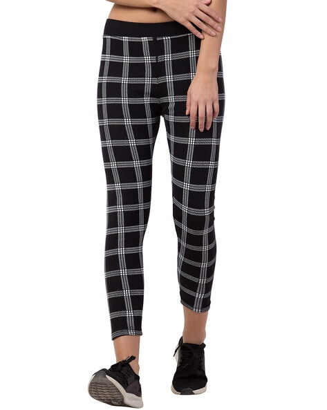 Black-Grey Check Skinny Pants With Drawstring | Womens Trousers | Select  Fashion