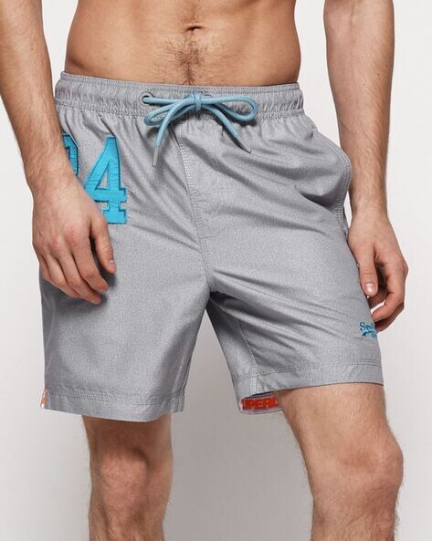 New Mens Superdry Waterpolo Swim Shorts Silver Grey Grit 