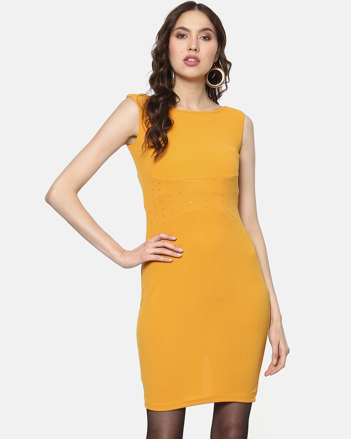 Sarah Yellow Georgette Sleeveless Dress