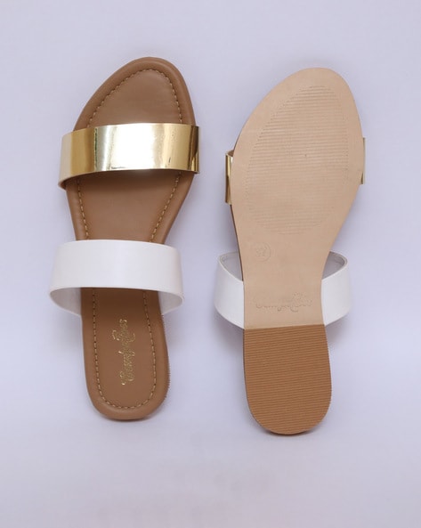 Milano Ladies Golden Flat Sandals at Rs 360/pair in Mumbai | ID: 14750737573