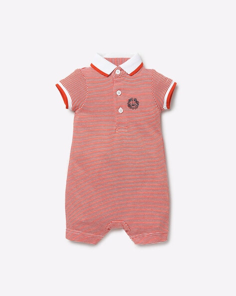 MINI KLUB Striped Rompers with Polo Collar