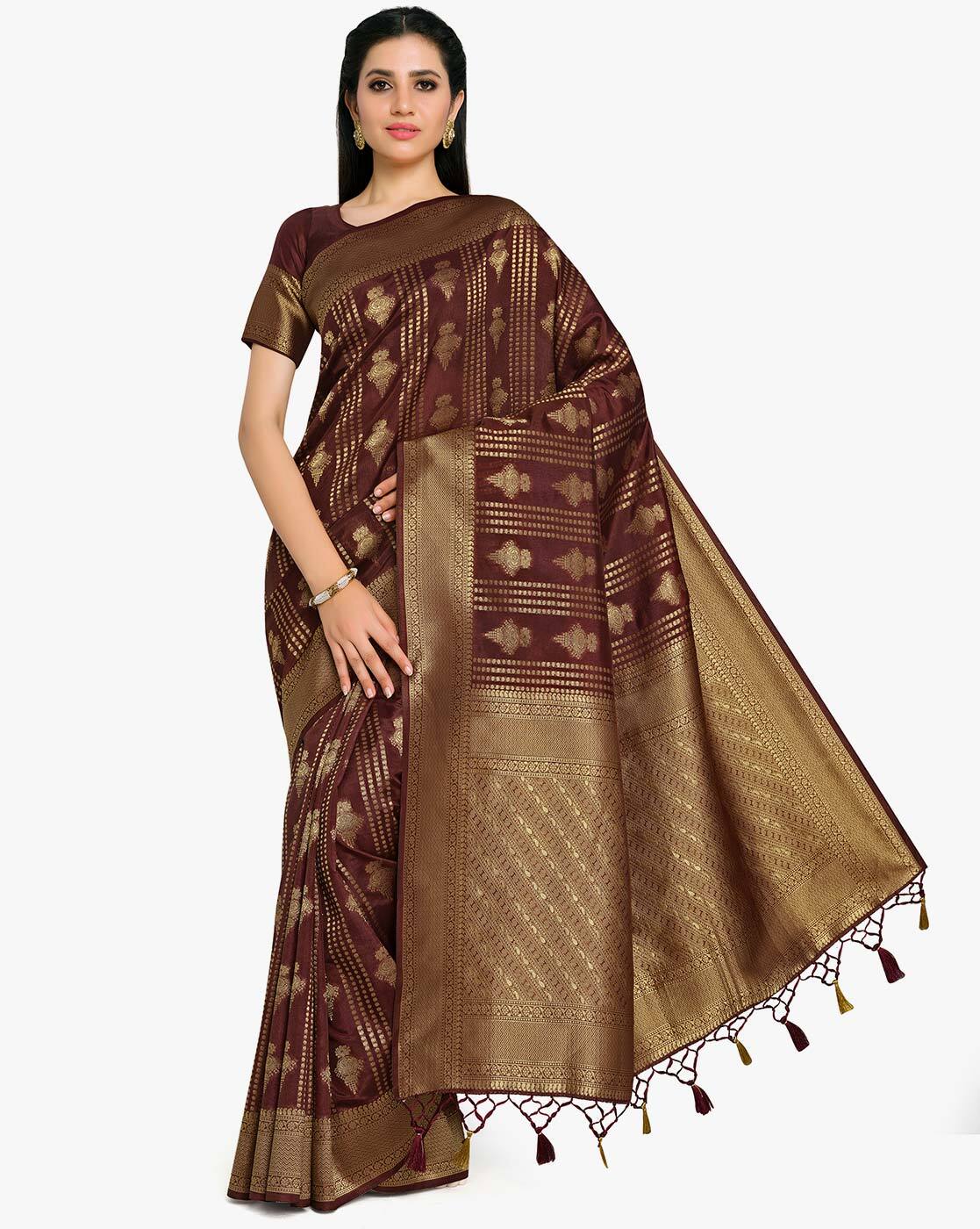 Buy Brown Sarees for Women by FASHION BOOMS Online | Ajio.com