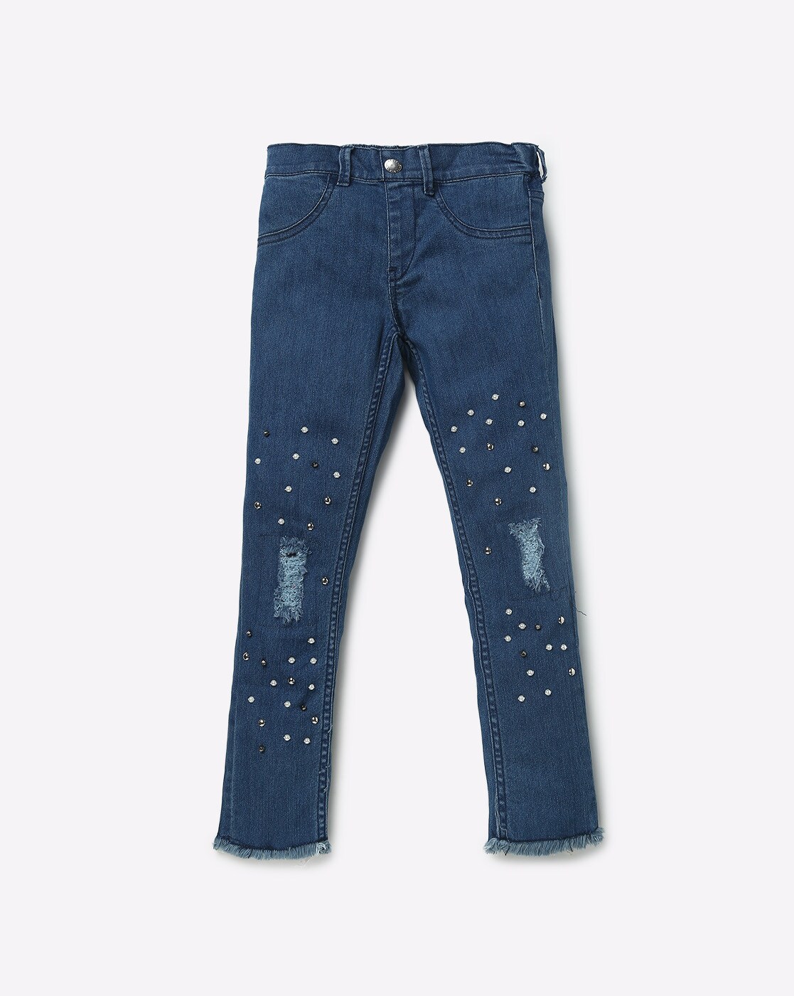 Before You Pearl Embellished Fray Hem Jean