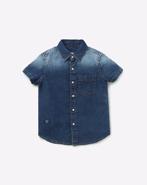 Ralph Lauren Boys' Star Print Cotton Denim Shirt - Little Kid |  Bloomingdale's