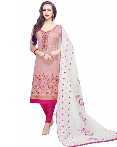 Buy Baby Pink Dress Material for Women ...