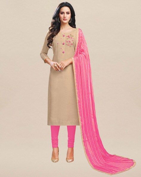 saree mall blue and pink embroidered