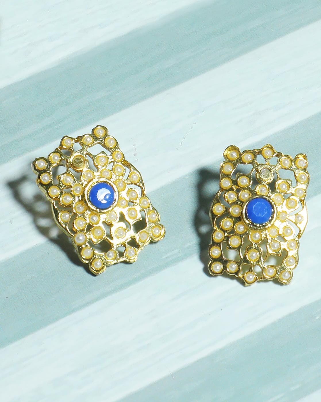 Blue Stone Crystal Earrings