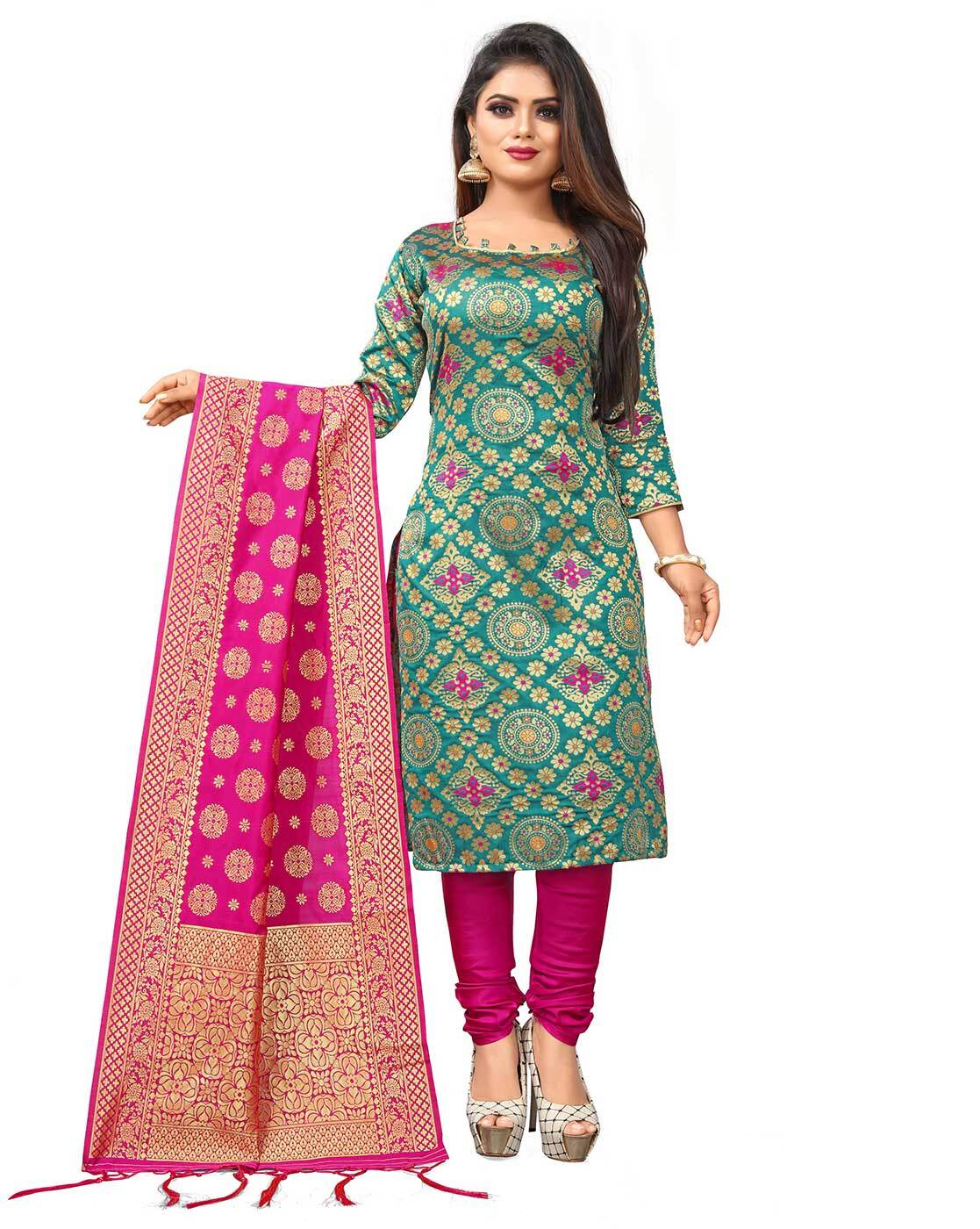 Buy Green Dress Material for Women by EKTA TEXTILES Online | Ajio.com