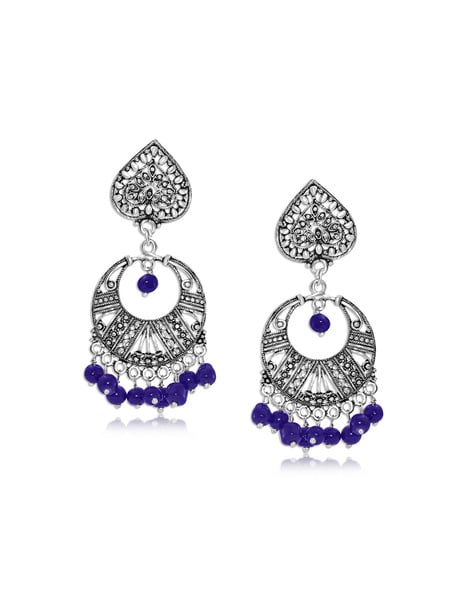 Buy At Best Silver Plated Diamond Studded Hanging Earrings