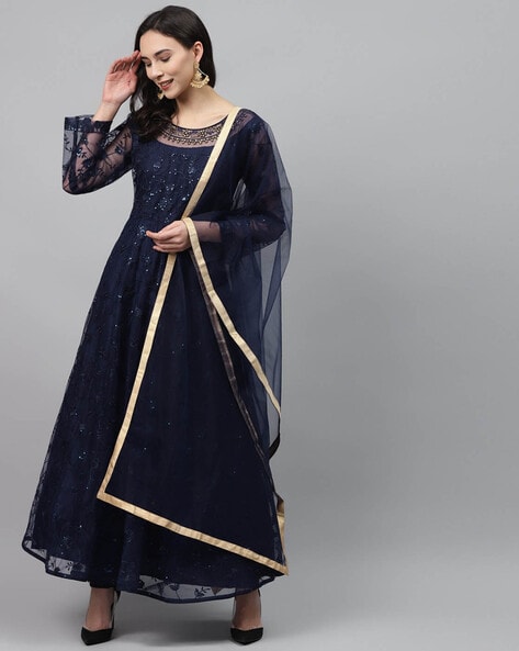 Anarkali unstitched dress material online sale