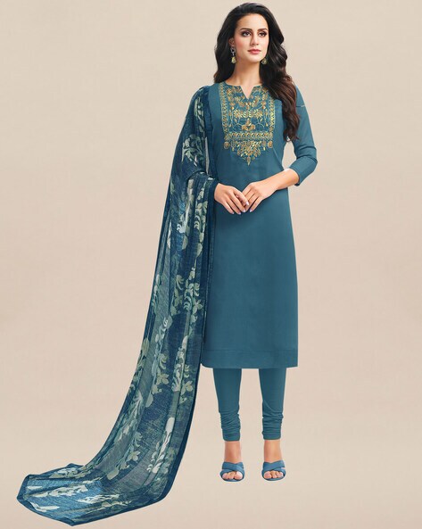 saree mall blue and pink embroidered