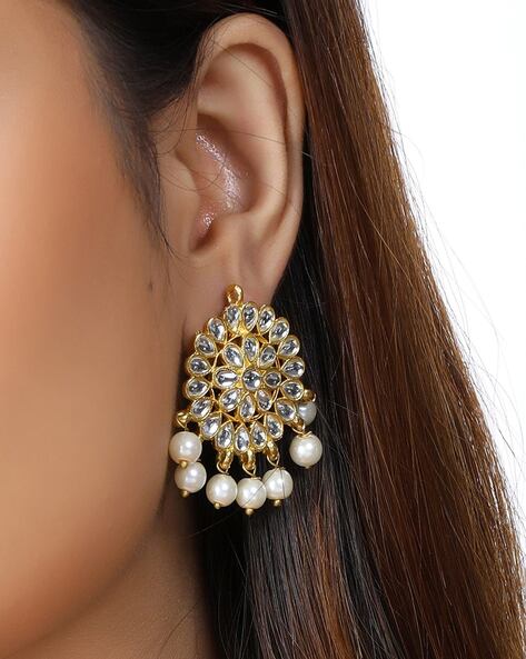 Priyaasi Pink White Beads Stones Gold Plated Jhumka Earring Buy Priyaasi  Pink White Beads Stones Gold Plated Jhumka Earring Online at Best Price in  India  Nykaa