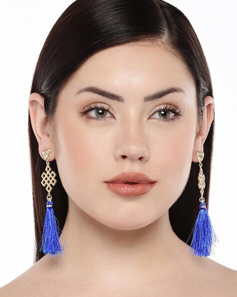 Buy Chinese Knot Earrings: Royal Blue Silk Tassel and Royal Blue Swarovski  Crystals Online in India - Etsy