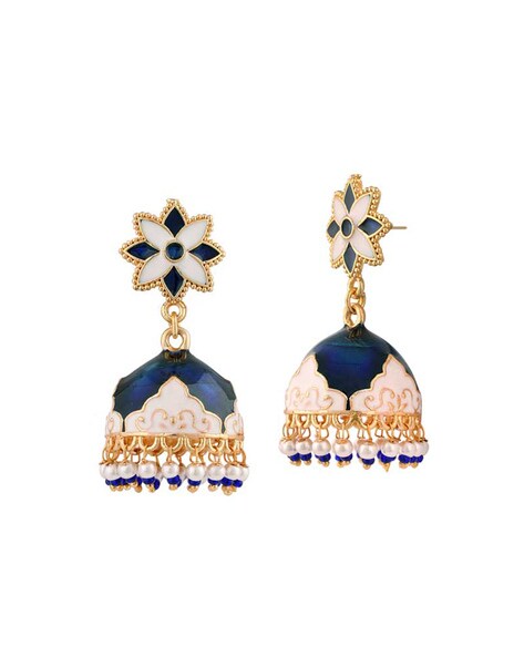 Navy blue and white on sale earrings