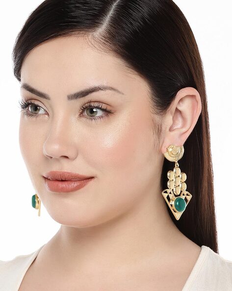 Buy Ruby Raang Studio Golden Lightweight Dangler Earrings Online