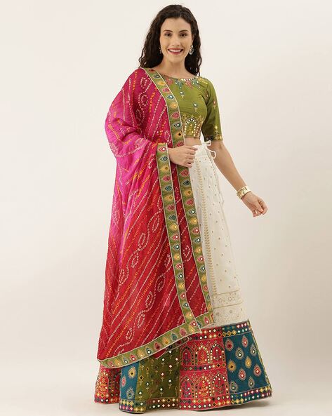 Buy Multicolor Georgette Paper Mirror Work Designer Lehenga Choli at  fealdeal.com