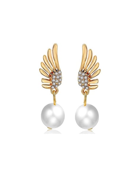 Angel wings diamonds ear climber earrings. - Olivacom