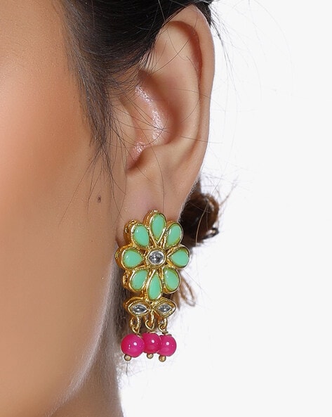 Forever More Pink Green Lotus Drop Earrings – VOYLLA