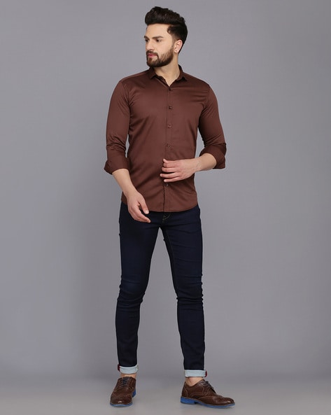 brown shirt outfit for men